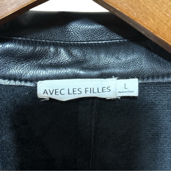 Avec Les Filles - Women's Faux-Leather Collared Shirtdress - L - Picture 6 of 7